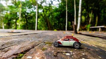 Minahasa, Indonesia  December 2022, the toy car in nature photo