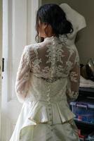 portrait of a girl in a wedding dress close-up photo