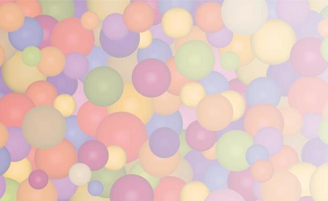 Decorative background for business cards, colored balls. Vector.