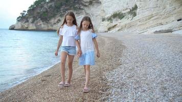 Little girls having fun at tropical beach during summer vacation video