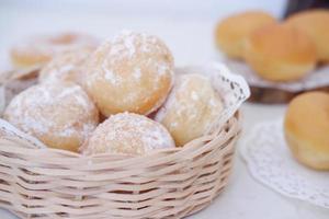 delicious snowball donuts as a background photo