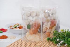 Meatballs with Peanut Crackers as a Background photo