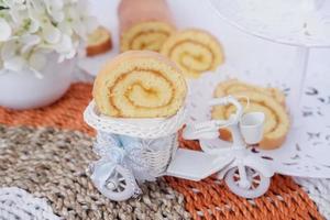 cake with delicious pineapple jam as a background photo