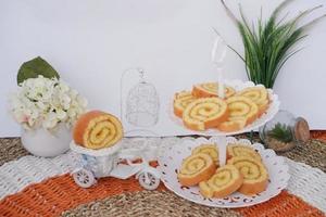 cake with delicious pineapple jam as a background photo