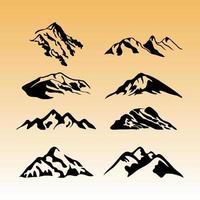 Mountain vector icons set. Set of mountain silhouette elements.