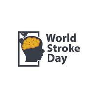 World stroke day design. Vector concept for banners or posters in flat style. Human head in profile view and text template