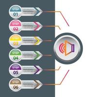 diseño de plantilla de infografía comercial con elementos de círculo conectados. Puede usarse para diseño de flujo de trabajo, diagrama, opciones de número, diseño web. ilustración, eps10 vector