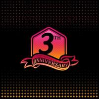 Tres años aniversario celebracion logotipo 3º aniversario logo, negro antecedentes vector