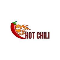 Hot Chilli logo food label or sticker. Concept for farmers market, organic food, natural product design.Vector illustration. Chili Pepper Spicy Restaurant Logo in White Isolated, Vector EPS 10