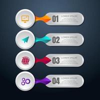 visualización de datos comerciales. diagrama del proceso. elementos abstractos de gráfico, diagrama con pasos, opciones, partes o procesos. plantilla de negocio vectorial para presentación. concepto creativo para infografía. vector