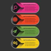 diseño de plantilla de infografía comercial con elementos de círculo conectados. Puede usarse para diseño de flujo de trabajo, diagrama, opciones de número, diseño web. ilustración, eps10 vector