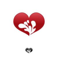 diseño de logotipo de onda de amor, vector de logotipo de salpicadura de agua del corazón, logotipo de líquido abstracto