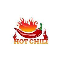 Hot Chilli logo food label or sticker. Concept for farmers market, organic food, natural product design.Vector illustration. Chili Pepper Spicy Restaurant Logo in White Isolated, Vector EPS 10