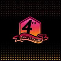 Four years anniversary celebration logotype. 4th anniversary logo, black background vector
