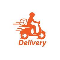 Motorbike Delivery Man Logo. Icon  Symbol Vector Template.