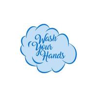 WASH YOUR HANDS. MOTIVATIONAL VECTOR HAND LETTERING ABOUT BEING HEALTHY IN VIRUS TIME