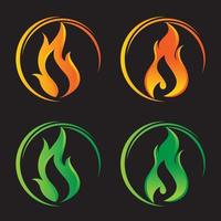 conjunto de colores del logotipo vectorial de llamas de fuego. símbolos de llamas, conjunto de iconos. poder de fuego vector