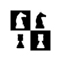 Vector chess isolated on white background. Chess icons. Silhouettes of chess pieces. Playing chess on the Board. King, Queen, rook, knight, Bishop, pawn