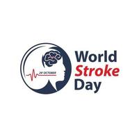 World stroke day design. Vector concept for banners or posters in flat style. Human head in profile view and text template