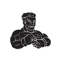 Fighter Man tattoo illutration vector