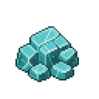 An 8 bit retro styled pixel art illustration of a blue chromium mineral formation. png