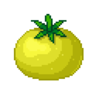 An 8 bit retro styled pixel art illustration of a yellow tomato. png