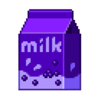 An 8 bit retro styled pixel art illustration of blueberry milk. png