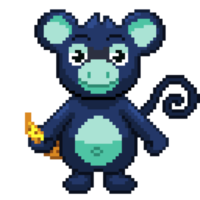 un 8 po retrò styled pixel arte illustrazione di un' blu scimmia. png