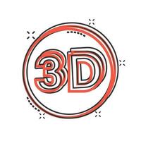 3d text icon in comic style. Word cartoon vector illustration on white isolated background. Stereoscopic technology splash effect business concept.