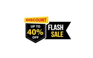 40 Percent FLASH SALE offer, clearance, promotion banner layout with sticker style. vector