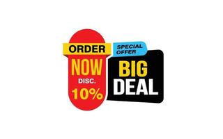 10 Percent BIG DEAL offer, clearance, promotion banner layout with sticker style. vector