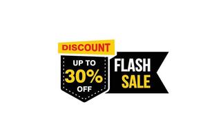 30 Percent FLASH SALE offer, clearance, promotion banner layout with sticker style. vector