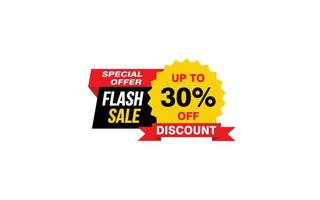 30 Percent FLASH SALE offer, clearance, promotion banner layout with sticker style. vector