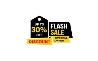 30 Percent FLASH SALE offer, clearance, promotion banner layout with sticker style. vector