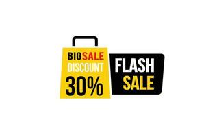 30 Percent FLASH SALE offer, clearance, promotion banner layout with sticker style. vector