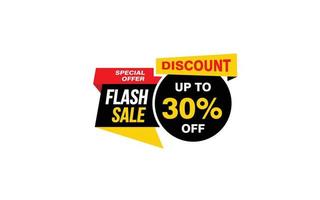 30 Percent FLASH SALE offer, clearance, promotion banner layout with sticker style. vector