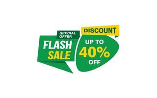 40 Percent FLASH SALE offer, clearance, promotion banner layout with sticker style. vector