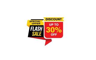 30 Percent FLASH SALE offer, clearance, promotion banner layout with sticker style. vector