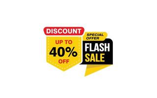 40 Percent FLASH SALE offer, clearance, promotion banner layout with sticker style. vector