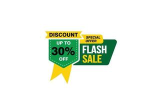 30 Percent FLASH SALE offer, clearance, promotion banner layout with sticker style. vector