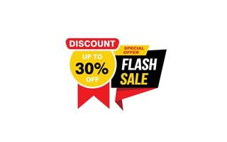 30 Percent FLASH SALE offer, clearance, promotion banner layout with sticker style. vector