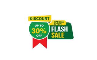 30 Percent FLASH SALE offer, clearance, promotion banner layout with sticker style. vector