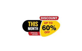 60 Percent THIS MONTH offer, clearance, promotion banner layout with sticker style. vector