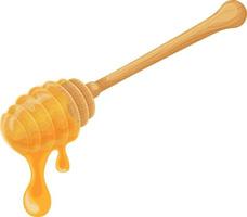 A spoon for honey. Wooden spoon for honey. Honey spoon made of wood. Vector illustration isolated on a white background.