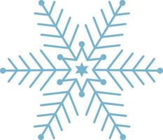 Beautiful blue snowflake. A snowflake of complex shape. A symbol of winter and new year. Vector illustration isolated on a white background