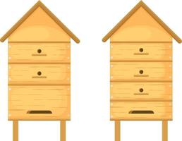 un Colmena. un conjunto de de madera colmenas para miel abejas. abeja casas hecho de madera en el formar de casas vector ilustración