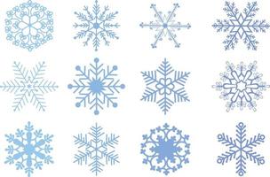 Winter large set of snowflakes of various shapes and shades. Snow set. Snowflakes, vector illustration