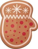lindo pan de jengibre navideño. pan de jengibre de año nuevo en forma de manopla. pasteles festivos. galletas navideñas en forma de manoplas. ilustración vectorial aislada en un fondo blanco vector