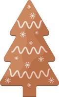 Cute gingerbread decorated with icing Christmas gingerbread in the shape of a Christmas tree. Festive pastries, pine. Christmas cookies in the shape of a fir tree. Isolated vector illustration