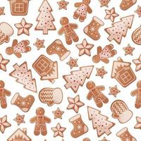 dulce Navidad sin costura modelo con el imagen de pan de jengibre pasteles de varios formas nuevo año pan de jengibre modelo para el impresión. vector ilustración.